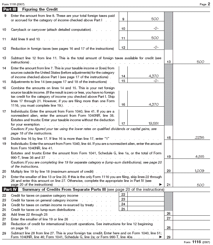 Form 1116, page 2 for Robert Smith 