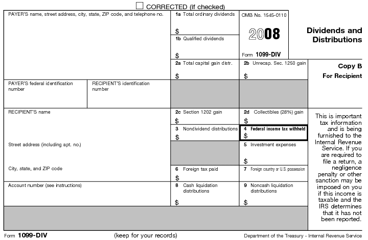 Form 1099-DIV Dividends and Distributions 2007