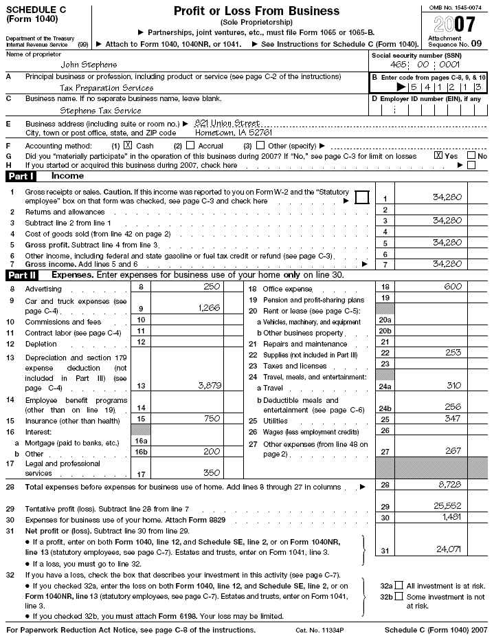 John Stephen's—Schedule C