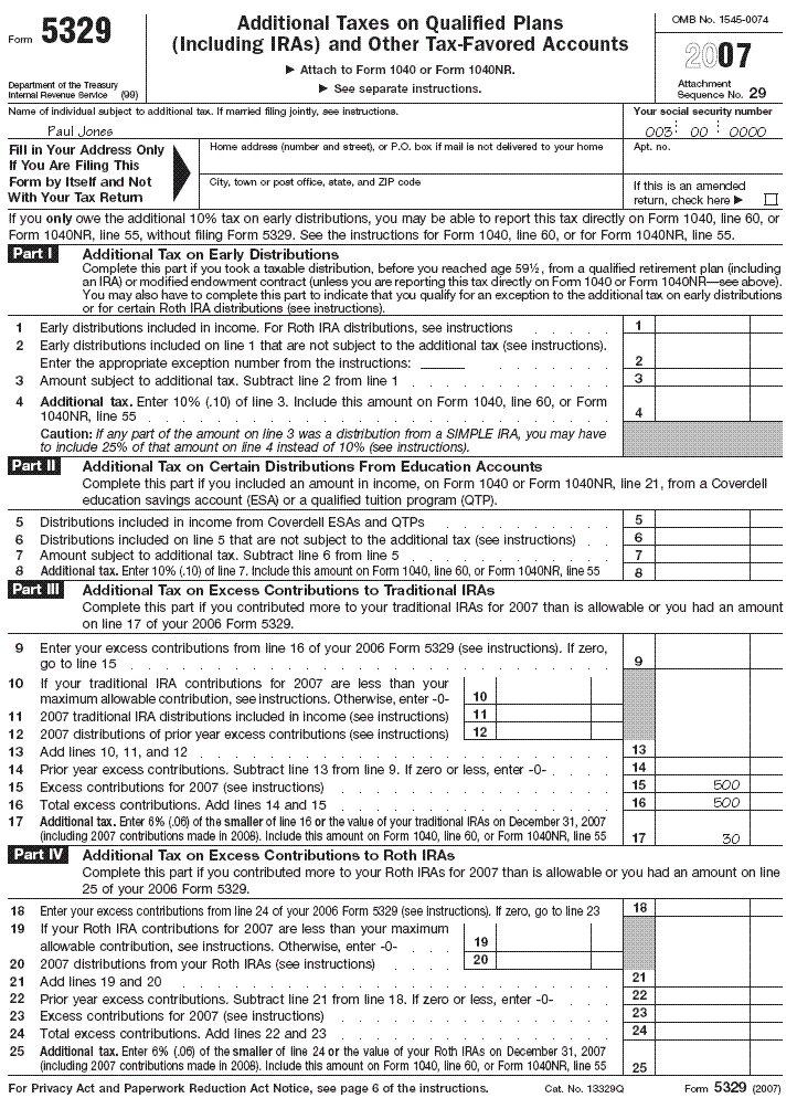 Form 5329, page 1 Paul Jones