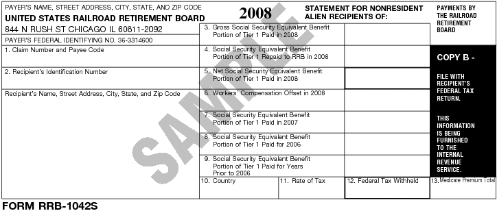 Form RRB-1042S Payments by the Railroad Retirement Board 2008