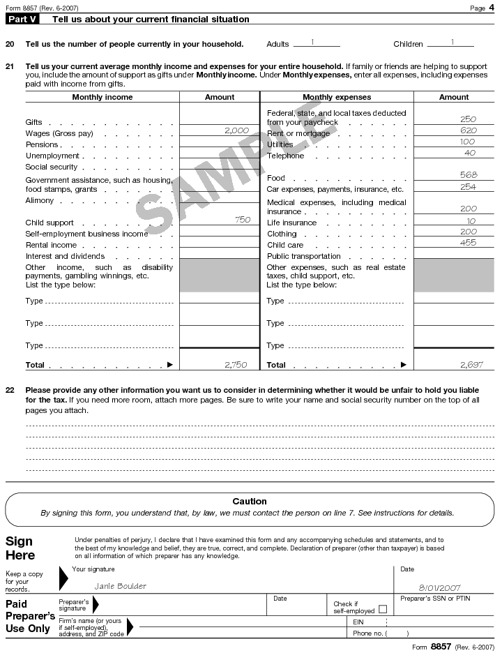 Boulder's filled-in Form 8857 page 4