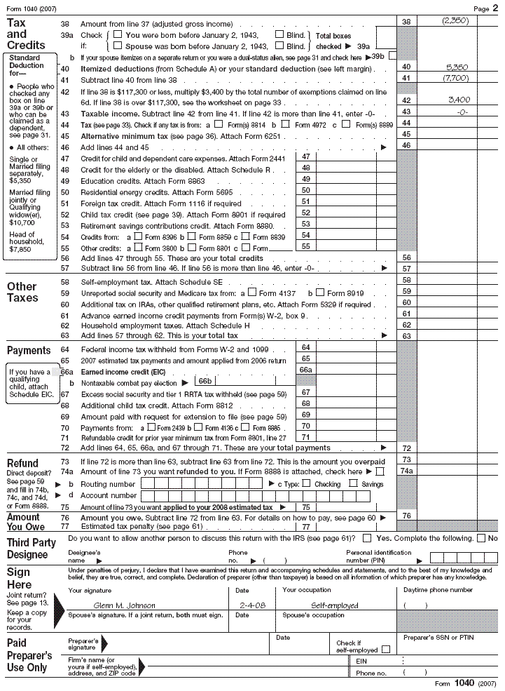 Form 1040, page 2