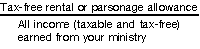 Tax free rental or parsonage allowance ÷ All income (taxable and tax-free) earned from your ministry.