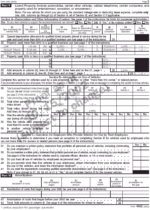 Form 4562 - page 2