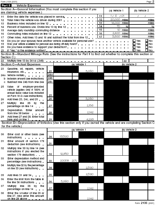 Form 2106, Page 2, for David Pine