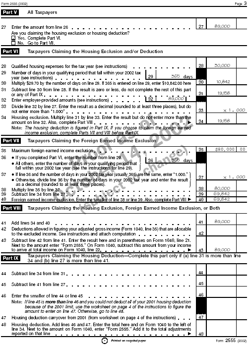 Form 2555, page 3 for James Adams