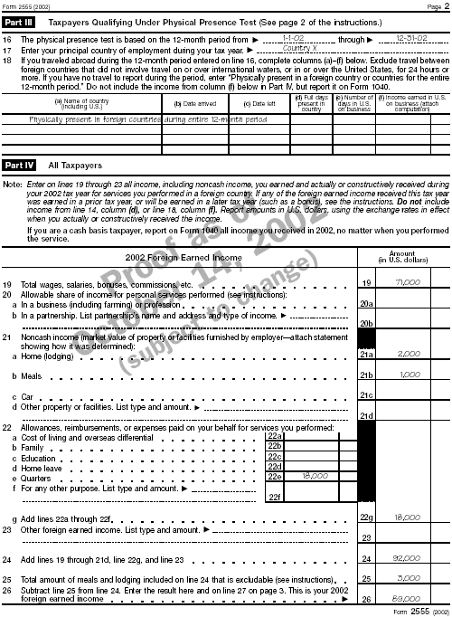 Form 2555, page 2 for James Adams