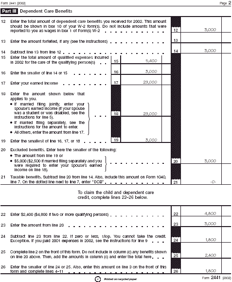 Page 2 of Form 2441 for Joan Thomas