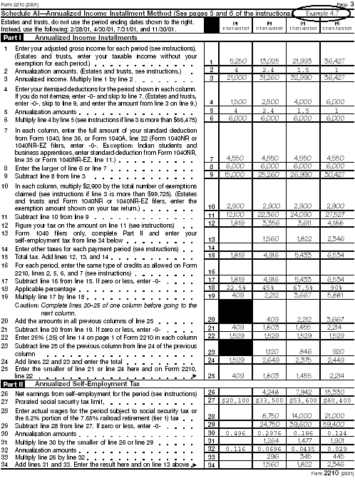 Form 2210, page 3 (Example 4.7)Form: 2210 Filled-in examples