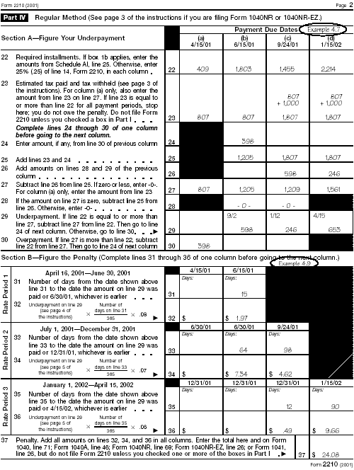 Form 2210, page 2 (Examples 4.7 and 4.9)Form: 2210 Filled-in examples