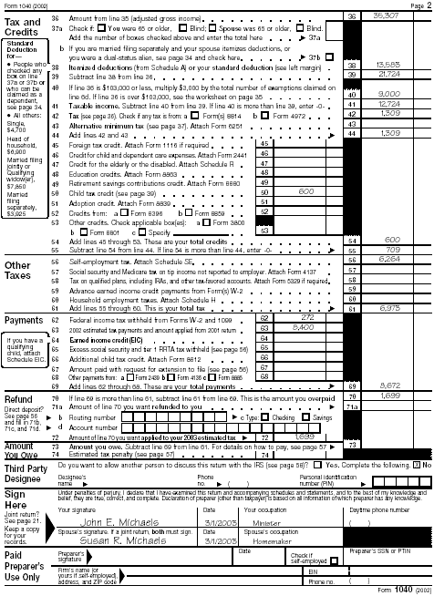 Form 1040, page 2 