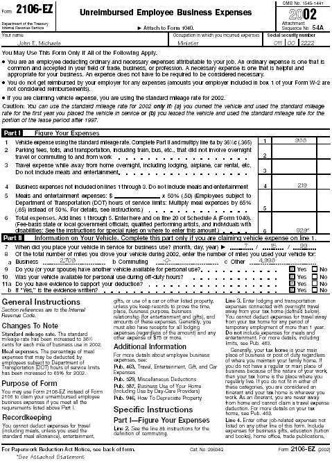 Form 2106–EZ 