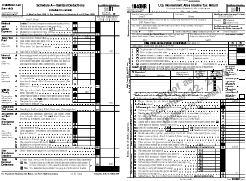 Sch A (form 1040) & Form 1040NR pg1