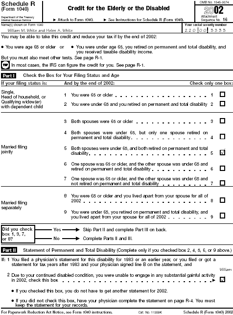 Page 1 of Schedule R for the Whites