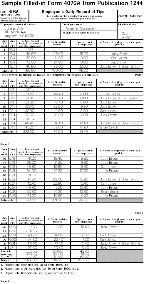 Filled-in Form 4070A