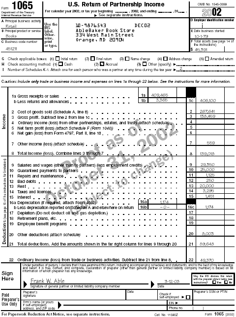 Form 1065 page 1