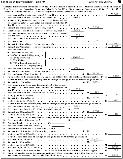 Schedule D worksheet