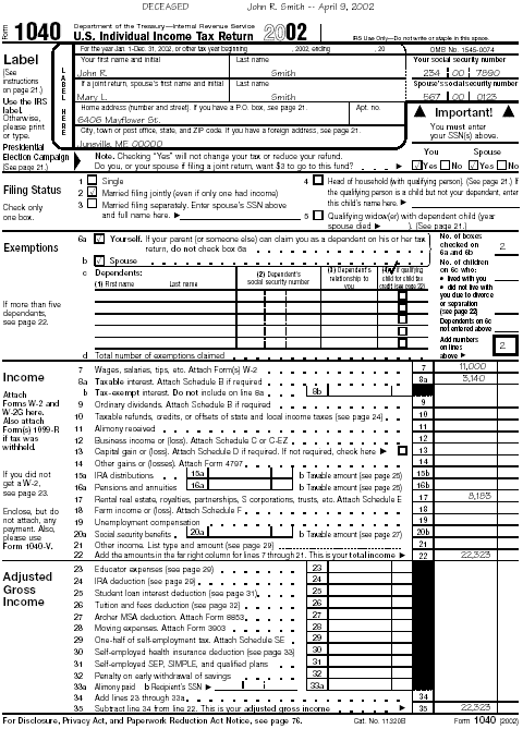 Page 1 of Form 1040 for John R. Smith