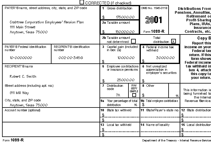 Illustrated Form 1099-R for Robert Smith