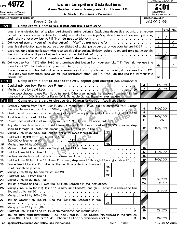 Page 1 of illustrated Form 4972 for Robert Smith