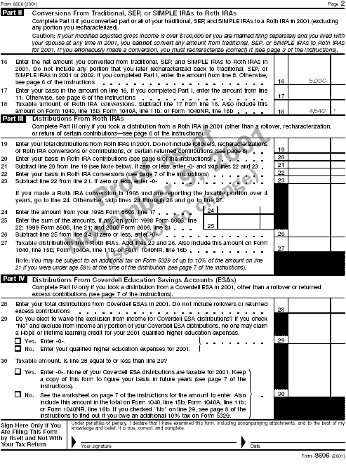 Form 8606 - Page 2 - Rose Green