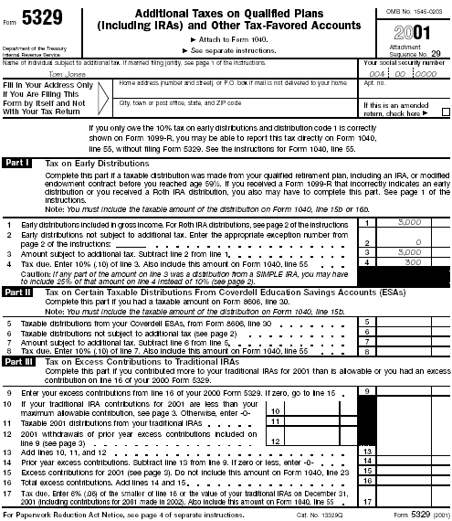 Form 5329, page 1 Tom Jones