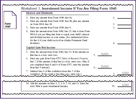 Greens' Worksheet 1: Investment Income Worksheet