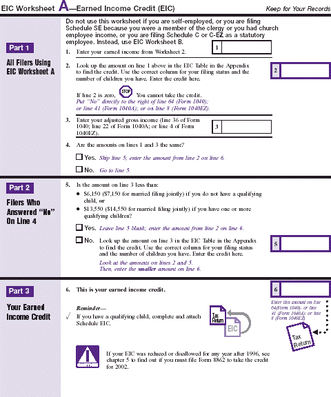 Worksheet 596-Earned Income Credit (EIC)