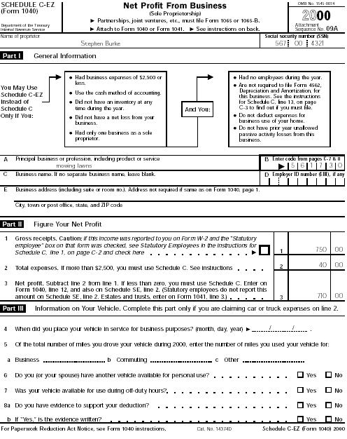 Schedule C-EZ