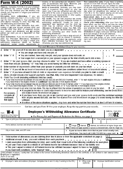 Blank Form W–4 page 1Form:Form: W–4