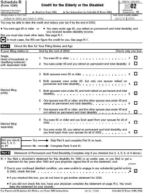 Schedule R, Pg 1 Schedules (Form 1040): R