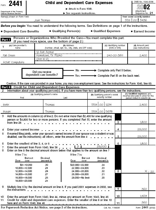 Form 2441,Forms: 2441Page 1