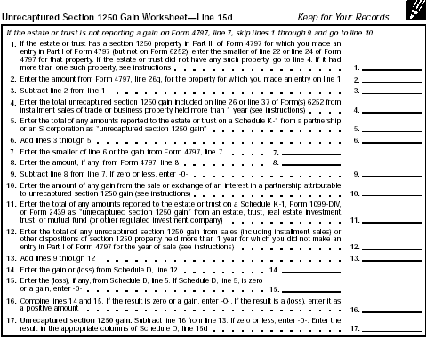 unrecaptured section 1250 gain worksheet