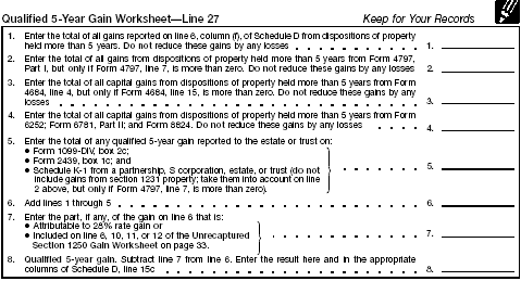 qualified 5-year gain worksheet