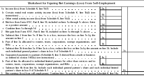 Worksheet for Figuring Net Earnings