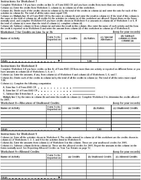 Worksheets 7, 8, and 9