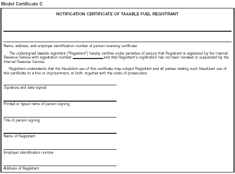 Model Certificate C