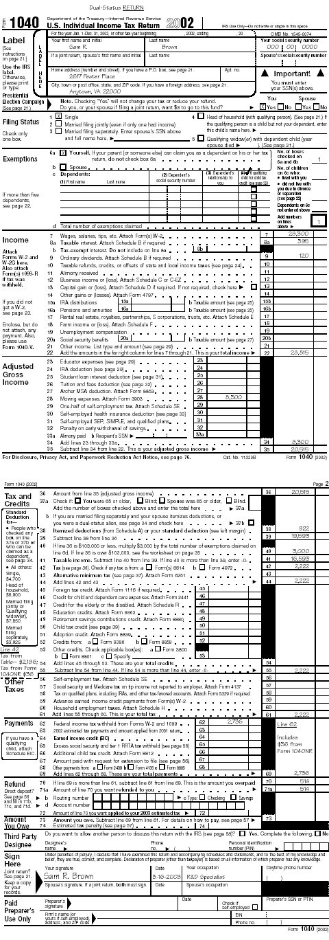 Form 1040 pg 1&2