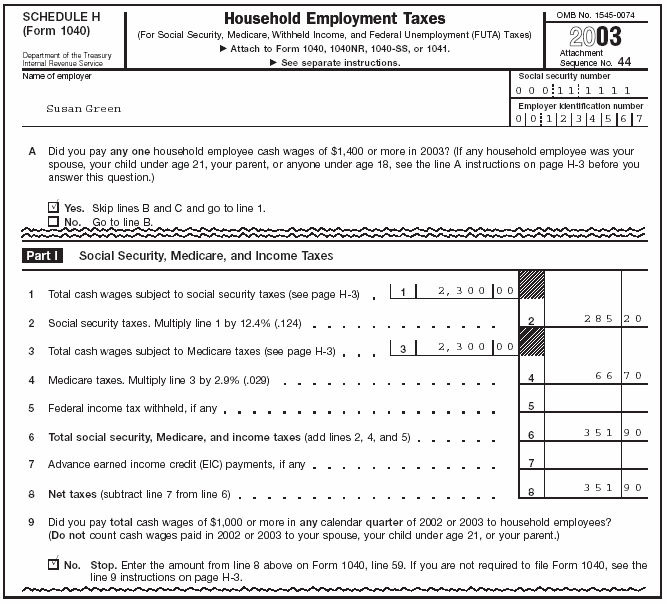 Schedule H Example