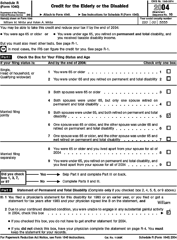 Schedule R, Pg 1 Schedules (Form 1040): R