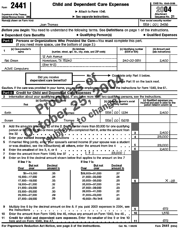 Form 2441,Forms: 2441Page 1