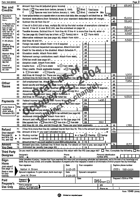 Form 1040 - page 2