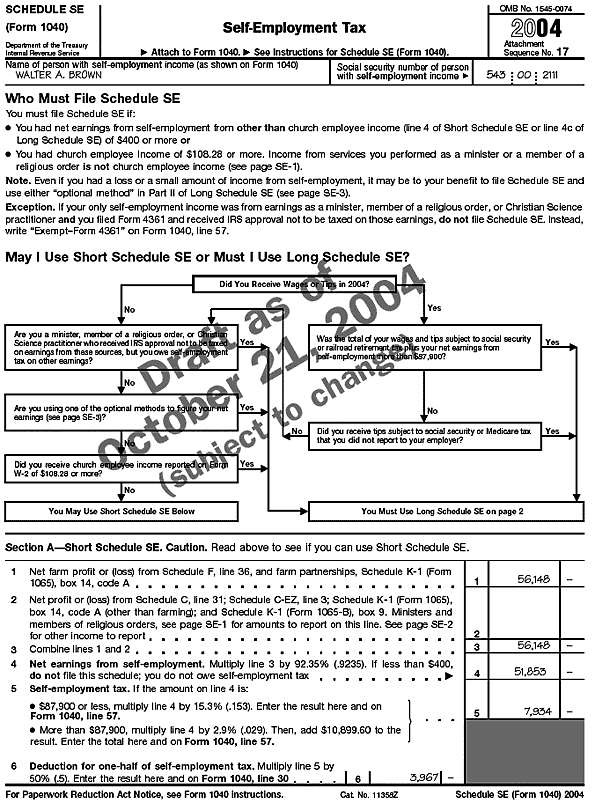 Schedule SE (Form 1040) - page 1