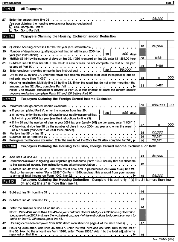 Form 2555, page 3 for James Adams