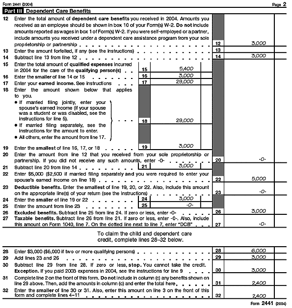 Page 2 of Form 2441 for Joan Thomas