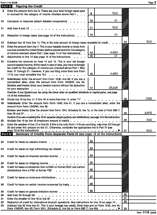 Form 1116, page 2 for Robert Smith 