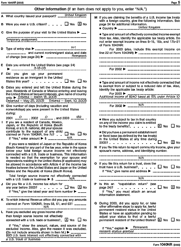 Form 1040NR pg 5