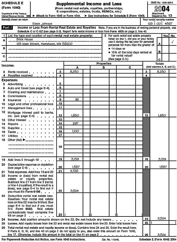 Johnson Schedule E (Form 1040)