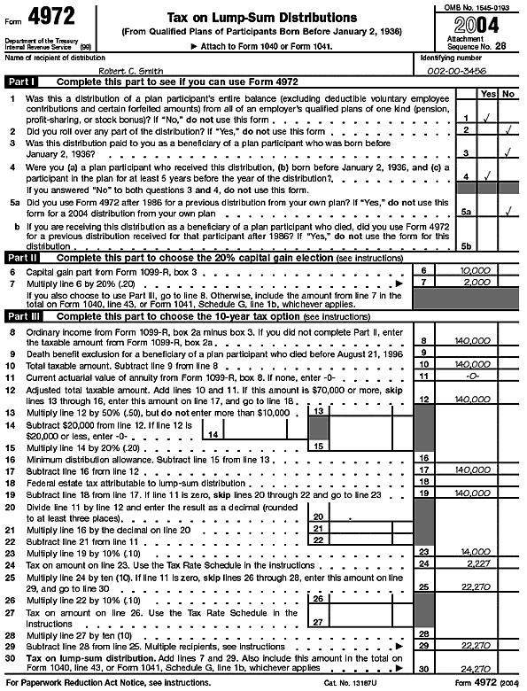 Page 1 of illustrated Form 4972 for Robert Smith